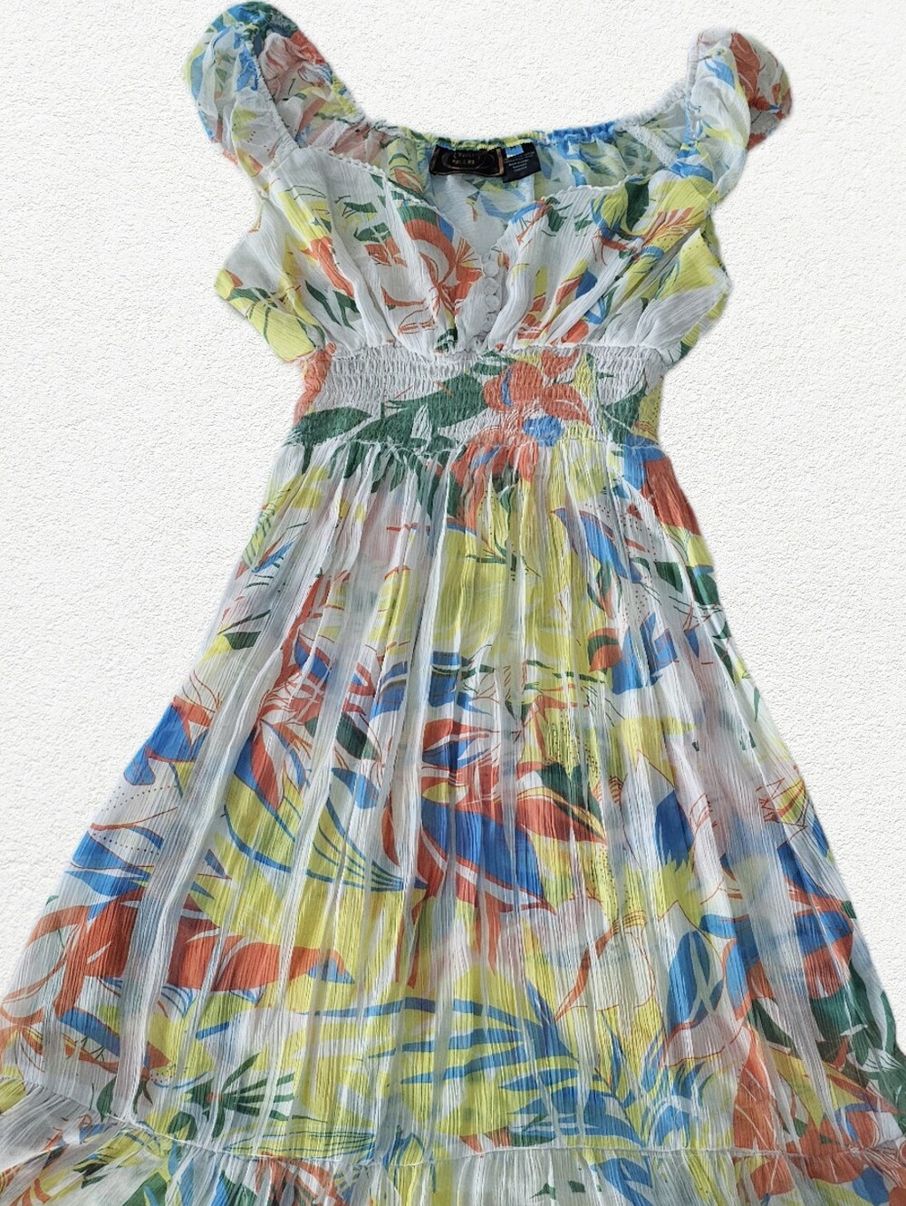 Women’s Floral Smocked Waist Beach Dress/Cover